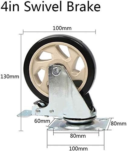 Z צור עיצוב גלגלים כבד גלגלים קיקים כבדים גלגלים מסתובבים בתעשייה עם בלם, 300 קג, מסגרות אבץ מפלדה, מיסבים כפולים