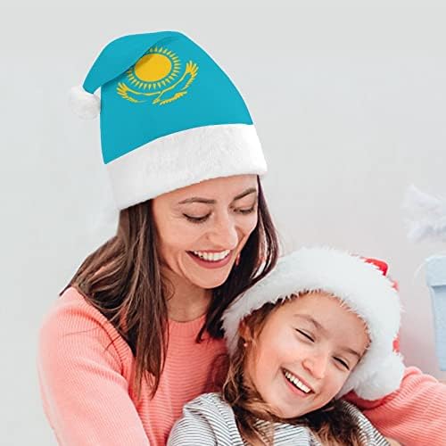קזחסטן דגל קטיפה חג המולד כובע שובב ונחמד סנטה כובעי עם קטיפה ברים ונוחות אוניית חג המולד קישוט