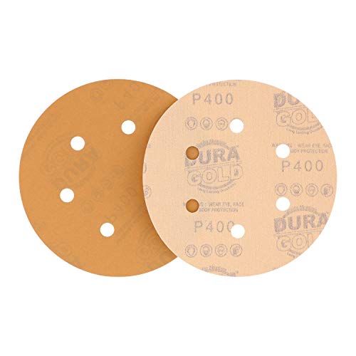 Dura-Gold 400 Grit 6 דיסקי נייר זכוכית, דפוס 6 חור ו 6 צלחת גיבוי של וו וולאה DA