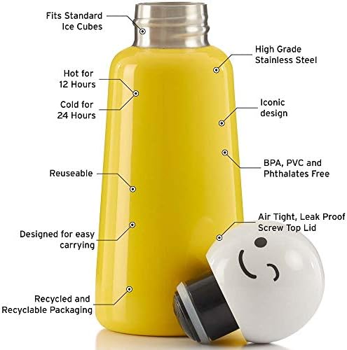 לונד לונדון - בקבוק סקייטל - בקבוק מים מבודדים - 300 מל - קר למשך 24 שעות, חם ל 12 - קריצה צהובה ולבנה