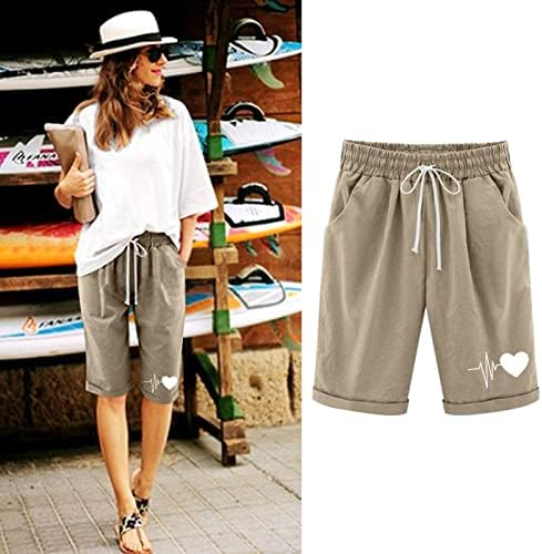 מכנסיים קצרים ברמודה לנשים קיץ אורך ברך מזדמן באורך מלא בצבע אחיד מכנסיים קצרים עם כיסים מכנסיים