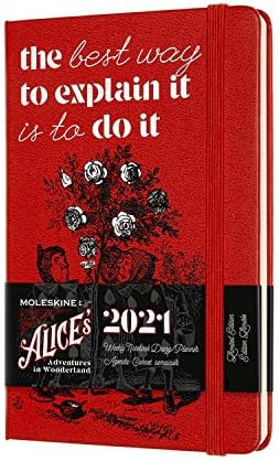 Moleskine במהדורה מוגבלת אליס בארץ הפלאות 12 חודשים 2021 מתכנן שבועי, כיסוי קשה, כרטיסי כיס