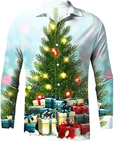 Dsodan לחג המולד לחג המולד כפתור שרוול ארוך למטה חולצות, חג המולד מצחיק סנטה קלאוס חולצה מעצבת חולצות גרפיות חולצות