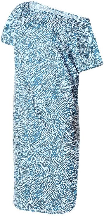 נשים קיץ הדפסת ארוך קרדיגן חולצה צעיף רופף חולצות לחפות מזדמן אחת כתף גל נקודת הדפסת שמלה