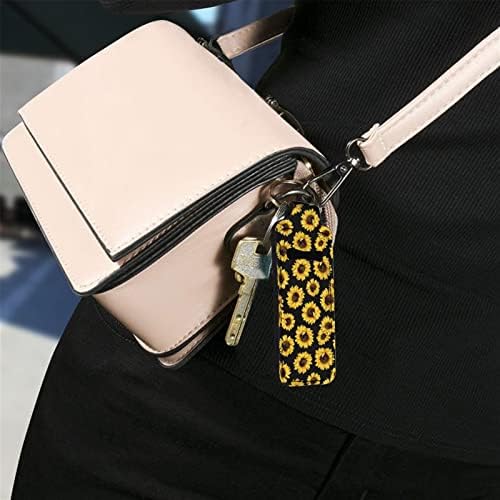מחזיק מפתחות עם מחזיק שפתון איפור עבור נסיעות יומי אביזרי סט של 5 חבילה, עיצוב שבטי האצטקים סגנון דפוס