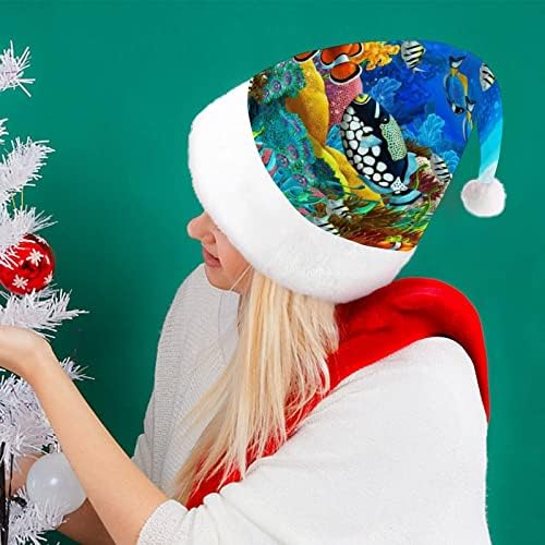 טרופי ים דגי חג המולד כובע סנטה קלאוס כובעי קצר קטיפה עם לבן חפתים לגברים נשים חג המולד מסיבת חג קישוטים