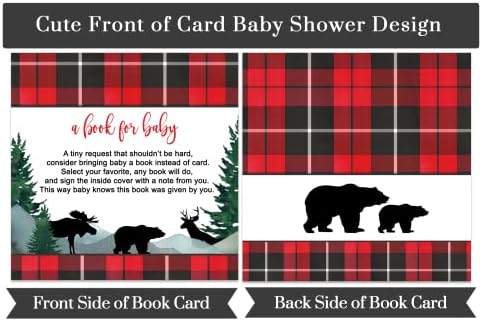 נייר מסיבה חכמה עץ עצים הביא כרטיסי ספר למקלחת לתינוק דוב הזמנה להזמנה למסיבות בנים או בנות - נושא כפרי אדום