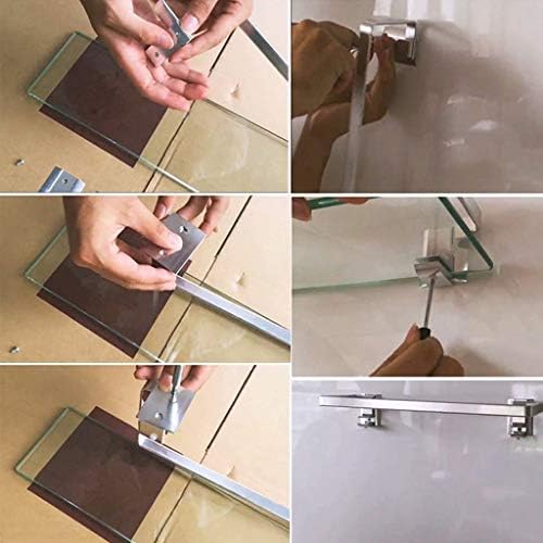 מדף אמבטיה מרובע Zhanmam מדף אמבטיה עם מסילה מקלחת יחידה מקלחת אדי מדף אחסון קדמי 0127