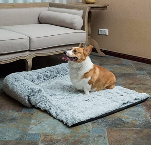 COOHOM מיטת כלבים מרגיעה מחמד ספה מגן על מחצלות מיטות חתול לכלב לריהוט עם כיסוי רחיץ נשלף,