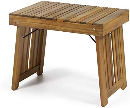 כריסטופר נייט בית הילטון חיצוני שולחן צדדי מתקפל עץ, גימור טיק