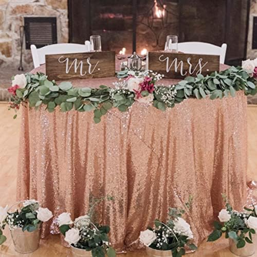 Poise3ehome 90 × 132 '' מלבן מלבן שולחן מלבן לאירועי תערוכת שולחן עוגת מסיבות, זהב ורד