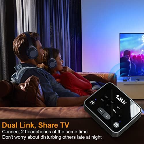 1MII Bluetooth 5.2 משדר לטלוויזיה עד 2 אוזניות אלחוטיות, מתאם Bluetooth טווח ארוך 100ft עבור טלוויזיה