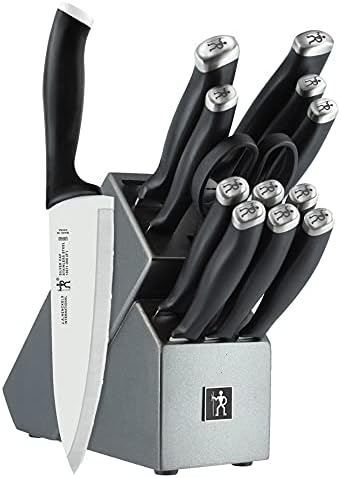 הנקלס כסף 14-מחשב מטבח סכין סט עם בלוק סט, שף סכין, לחם סכין, סטייק סכין סט, שחור