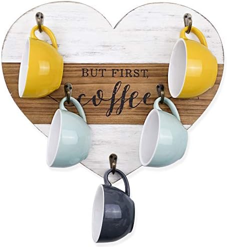 פנג לאן קפה ספל מחזיק קיר רכוב לב בצורת עץ כוסות מתלה תצוגה ארגונית כמו קפה מחזיק כוס, תה כוס אחסון מדף
