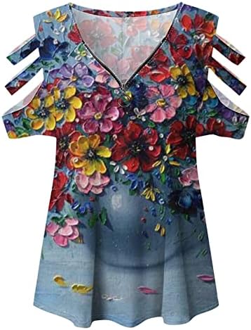 נשים גזורות חולצות פרחוני הדפס פרחוני טוניקה רזה