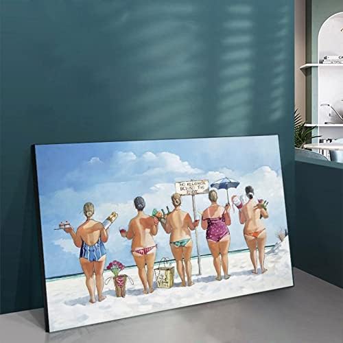 ציור אמנות חוף ביקיני סקסי ילדה מחזיקה הדפס בירה על פוסטר אלכוהול זה קיר קיר קנה קנבס ציור פוסטרים והדפסים