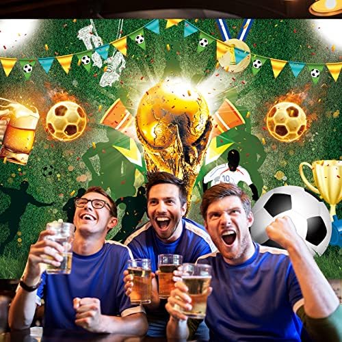 תפאורת כדורגל, רקע כדורגל 7x5ft רקע גביע העולם רקע כדורגל כדורגל כדורגל דשא ירוק צילום שדה באנר כדורגל למסיבת