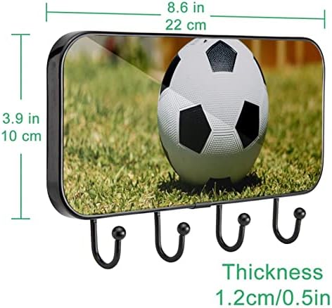 כדורגל כדורגל כדורגל הדפס מעיל קיר קיר, מתלה מעיל כניסה עם 4 חיבור לעיל מעיל גלימות ארנק חדר אמבטיה