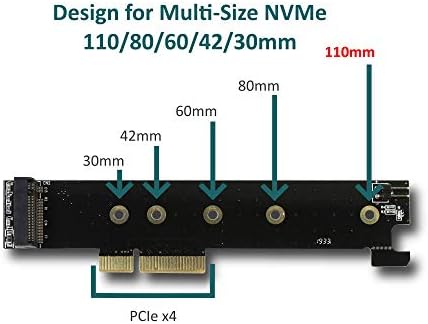 VANTEC M.2 NVME PCIE X4 מתאם פרופיל נמוך עם תמיכה באורך 110, שחור