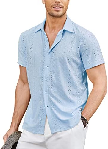 כפתור Mens Coofandy Mens Down Face חולצות שרוול קצר חולצות נופש מזדמן חולצות טרופיות קיץ