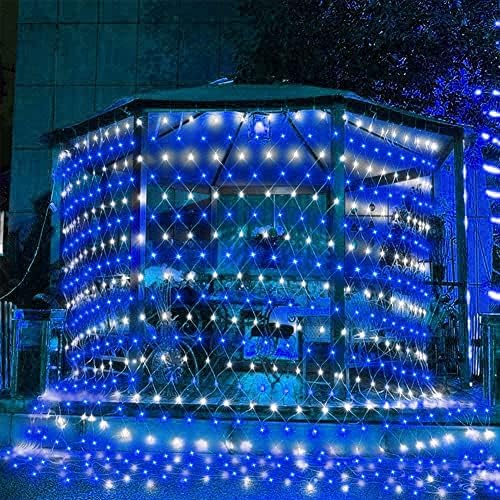אורות רשת חג המולד חיצוניים של Kemooie, 198 נוריות LED 9.8ft x 6.6ft אורות רשת, חיבור 8 מצבי נצנוץ