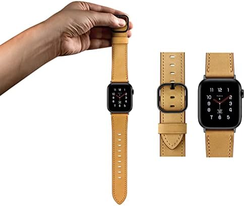 תואם להקת Apple Watch 49 ממ 45 ממ 44 ממ 42 ממ 41 ממ 40 ממ 38 ממ, פרימיום עור מקורי צמיד החלפת שעון