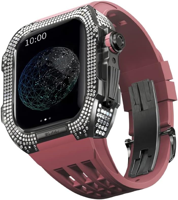 ערכת Mod של CNHKAU לסדרת Apple Watch 8 7 75 ממ סגסוגת טיטניום ופס גומייה ל- IWatch 45 ממ חלופ