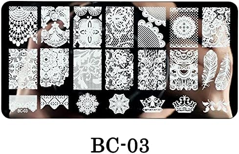 פרחי תחרה צלחות להחתמת ציפורניים מנדלה תבניות חותמת ציפורניים גיאומטריות שבלונות הדפסה פולנית כלים מניקור TRBC01-20