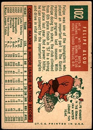1959 Topps 102 Felipe Alou San Francisco Giants GD+ Giants