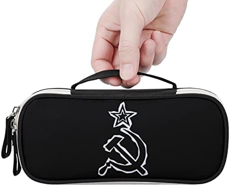 ברית המועצות פטיש ועיפרון מגל עט עט עט איפור קוסמטי מחזיק תיבת אחסון עם ידית ולולאה לבית ספר משרדי
