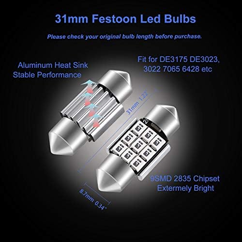 31 ממ DE3175 נורות LED Festoon, 3021 DE3022 DE3023 נורות רכב LED אור אדום, קנבוס שגיאה בחינם 9SMD 2835 CHIPSES