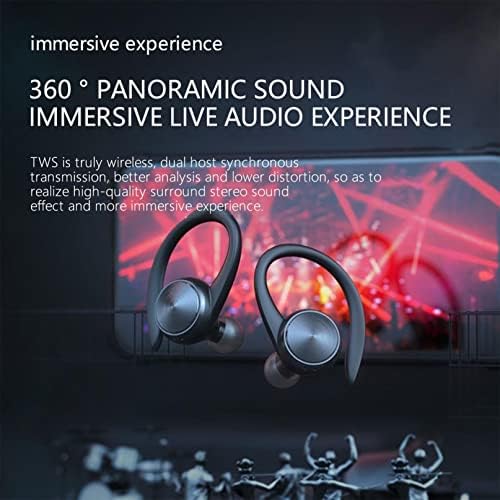 Hi-Fi Stereo צליל Bluetooth 5.0 אוזניות עם אוזניים לספורט אימונים, LED תצוגה דיגיטלית אוזניות אלחוטיות, אוזניות