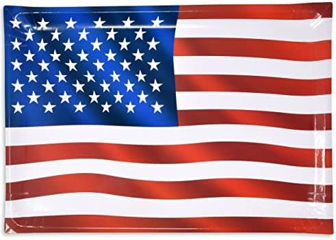 מגשי הגשה 4 ביולי 10 דגל אמריקאי פטריוטי חד פעמי 10.75 x 15.75 מלבן כבד מלבן מלבן קרטון מגש קינוח קינוח