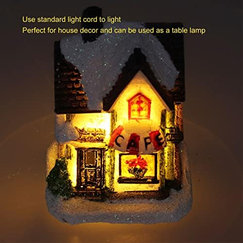 בית כפר חג המולד של QSTNXB, LED LED שרף חג המולד סצנת כפר בתים, בית סנטה לחג המולד עם סוללת אור LED המופעלת,
