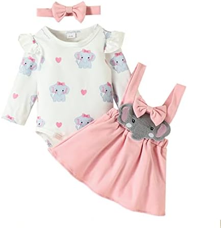 IINIIM תינוקות לתינוק בגדי תינוקות תלבושות סנאים מצוירים רומפר עם סר סרט חצאית מתלה 3 יחידות