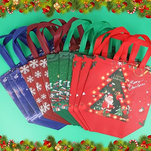Howaf 12 PCS שקיות מתנה גדולות לחג המולד עם ידיות, תיקים שאינם ארוגים לשימוש חוזר לציוד קניות מכולת לחג