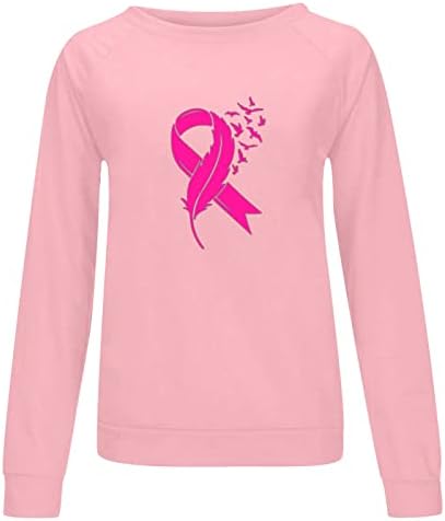 NARHBRG סרטן שד נשים חולצות T שרוול ארוך סווטשירטים מכתב חולצות מעוררות השראה מודפסות