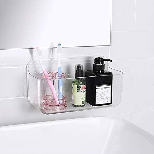 מדף מקלחת WXXGY מפלסטיק אמבטיה צלול ללא קידוח מדפי אחסון מארגן מארגן עם כוס יניקה/L