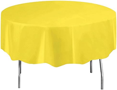 כיסוי שולחן פלסטיק עגול-84, צהוב ניאון, 1 יחידה