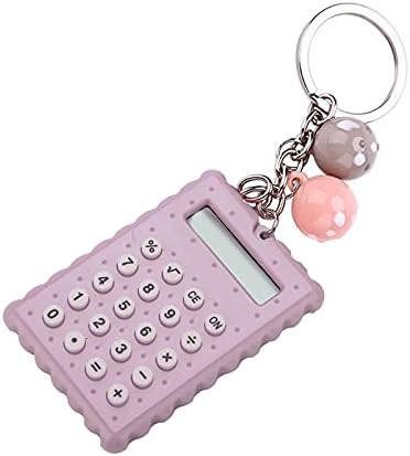 מחשבון Mini של Ashata עם אבזם מפתח, מחשבון שרשרת מפתח עוגיות חמודות חמודות, מחשבון כיס סטודנטים