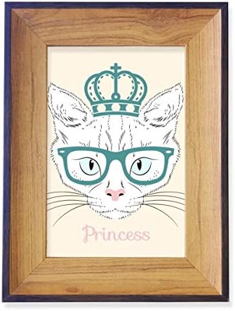 Diythinker Crown משקפי שמש לחתול לבן נסיכה מסגרת תמונה תערוכת תצוגה של ציור שולחן עבודה אמנות