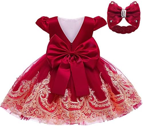 3M-3T פעוטות תינוקות לבוש לבוש תחרות פרח חתונה בנות שמלת שמלות רשמיות שמלת תחרה רקומה + הלבשה ראשית