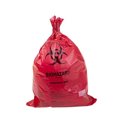 שקיות פסולת ביו-מסוכנות, 42 על 42, 74 ליטר, ללא שקיות דליפה - סמל ביו-מסוכן לסילוק פסולת זיהומית בטוחה. נהדר