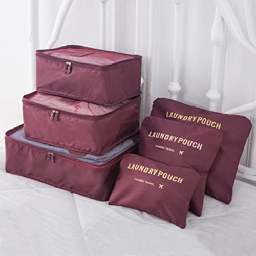 שקיות טנדיקוקו תיק אחסון 6pcspackingbag שטח אחסון כביסה קוביות נסיעות אדומות מערכת בגדים תיקי בר