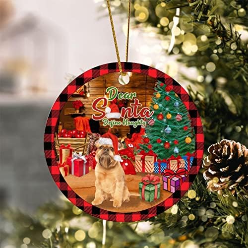 סנטה יקר הגדירו קישוט שובב שובב כלב כלב באפלו זר משובץ קרמיקה מזכרת זר חג המולד 3.2 אינץ