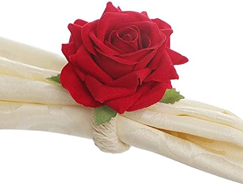 טבעות מפיות של פרחי ורד סט של 6, מחזיק מפית פרחי משי מלאכת יד, חג ההודיה, חג המולד, ולנטיין, אירוע, חתונה,