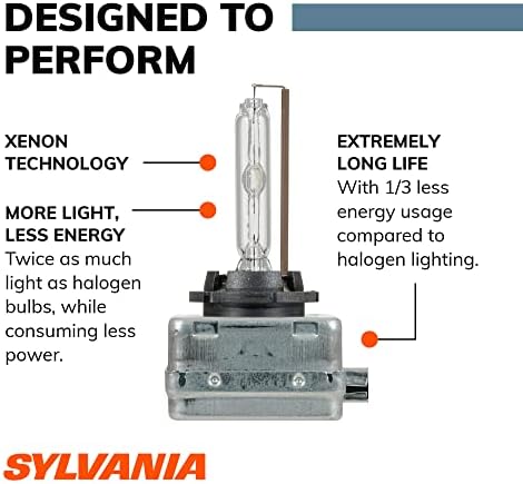 Sylvania - D1S נורת פנס בסיסי HID - מנורה בהירה, לבנה ועמידה בעלת ביצועים גבוהים