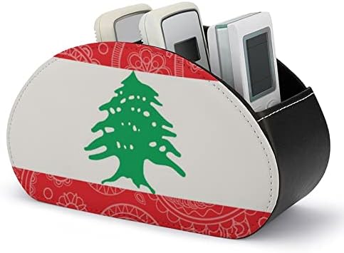 לבנון פייזלי דגל עור שלט רחוק מחזיק עם 5 תאים משרד אחסון תיבת שולחן העבודה מגש