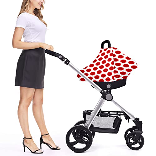 מושב מכונית לתינוק מכסה דפוס נקודות אדומות רקע לבן כיסוי סיעוד כיסוי עגלת צעיף הנקה לחופית עגלת תינוקות מולטי -שימוש