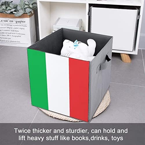 דגל איטלקי קוביות אחסון בדים קוביות קופסאות אחסון 11 אינץ 'פחי אחסון מתקפלים עם ידיות